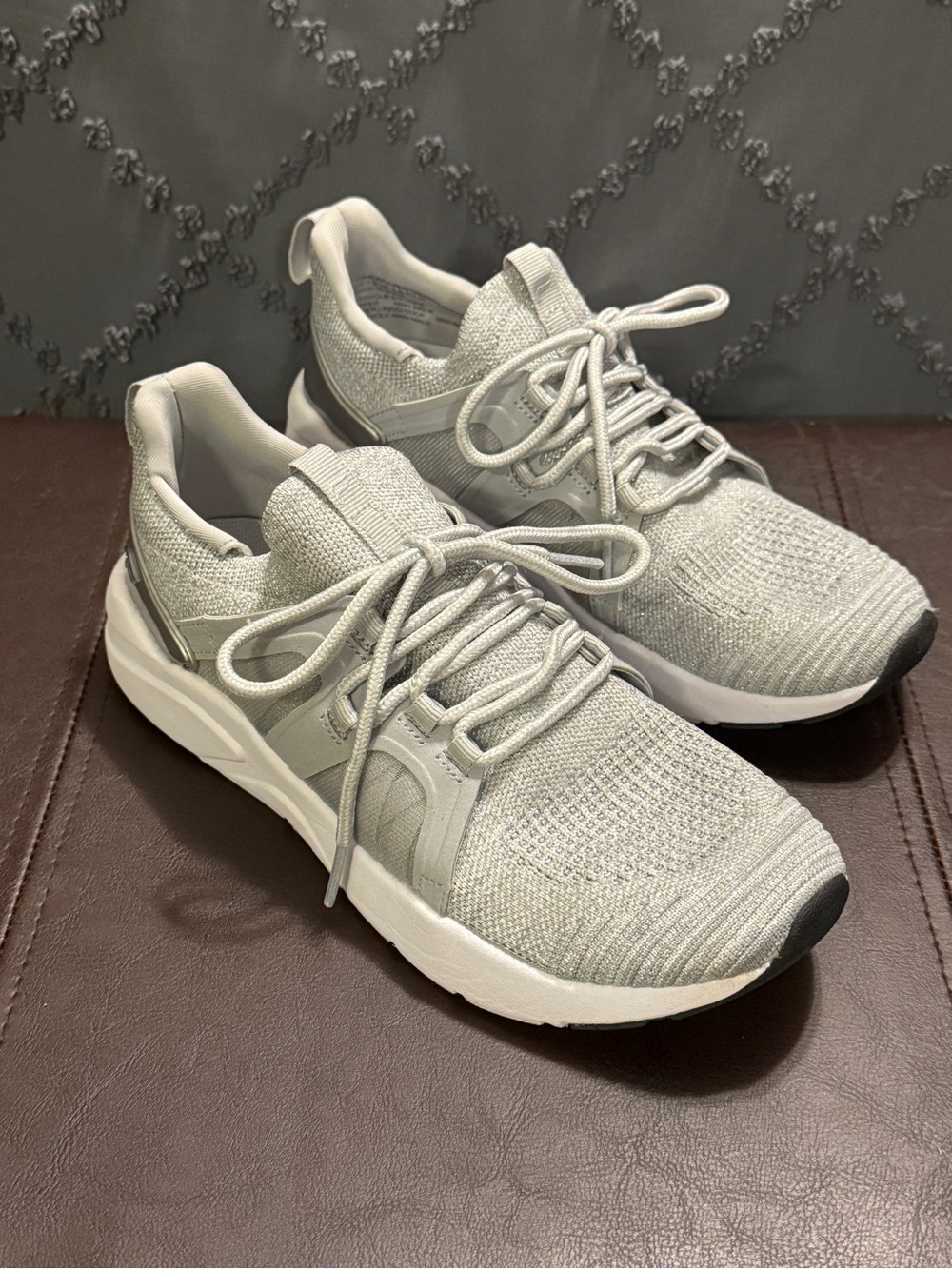 Fabletics Silver Knit Athletic Sneakers